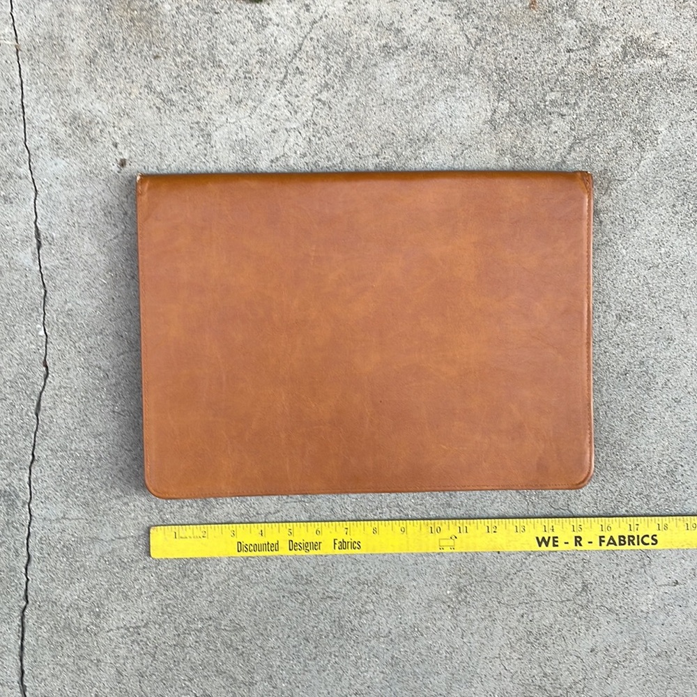 Tan. Faux Leather Rectangular Envelope Case - Picture 5 of 6